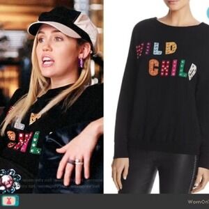 Alice + Olivia‎ Bao Wild Child Black Embellished Wool Sweater ASO Miley Cyrus XS